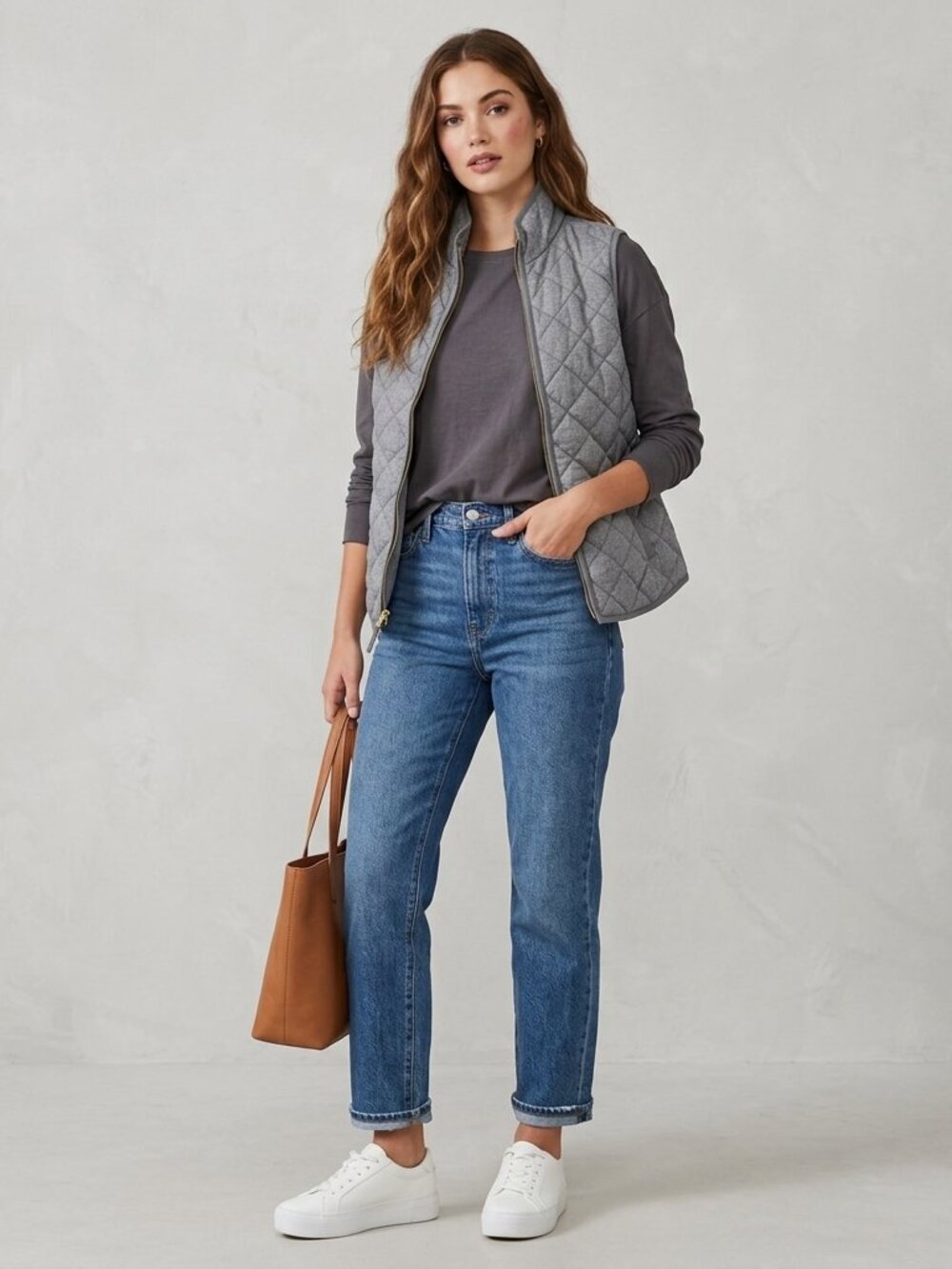 Old Navy Heather Gray Quilted Vest